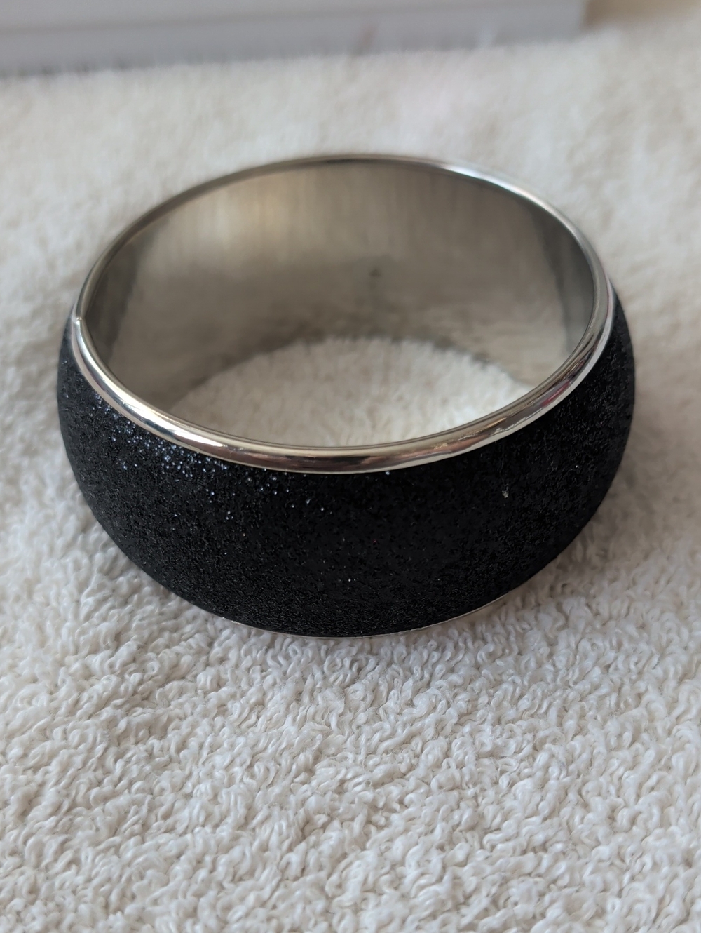 Black Glitter Dome Bangle Bracelet - Men Accessories
